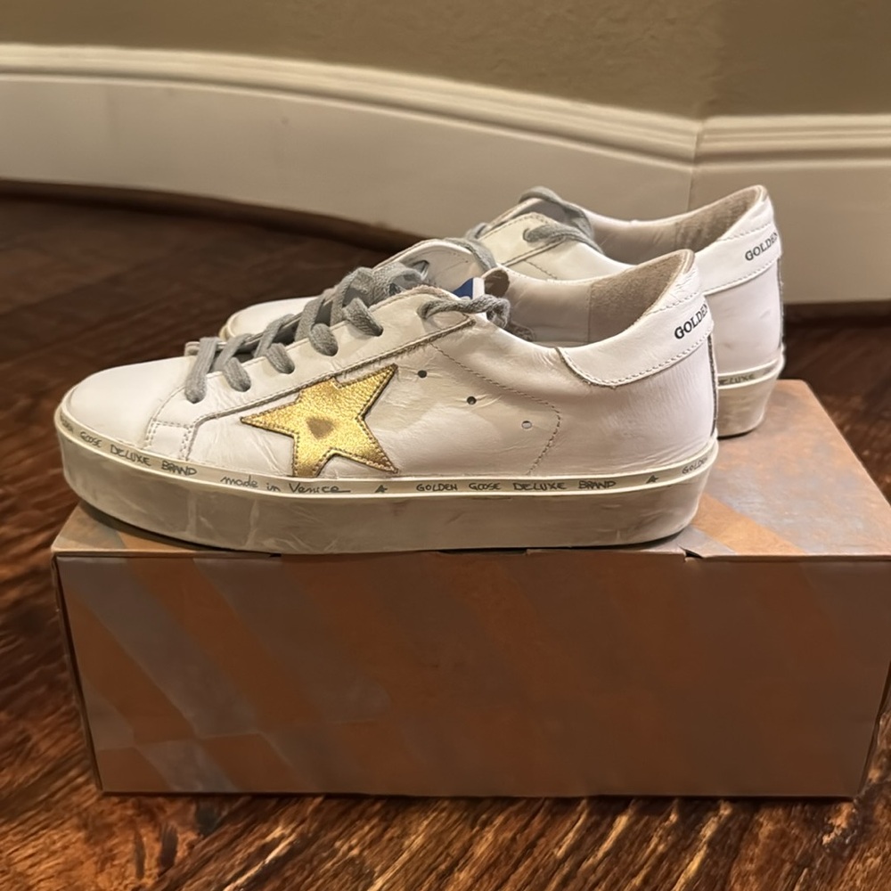 Golden Goose Hi Star ⭐️ White & Gold Size 6/36 - Picture 4 of 9